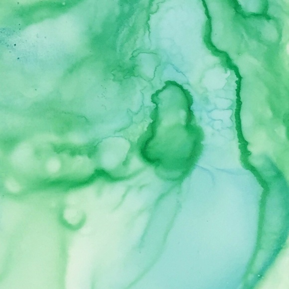 Original Abstract Art Ink Painting 5" x 7" Green - Picture 3 of 5